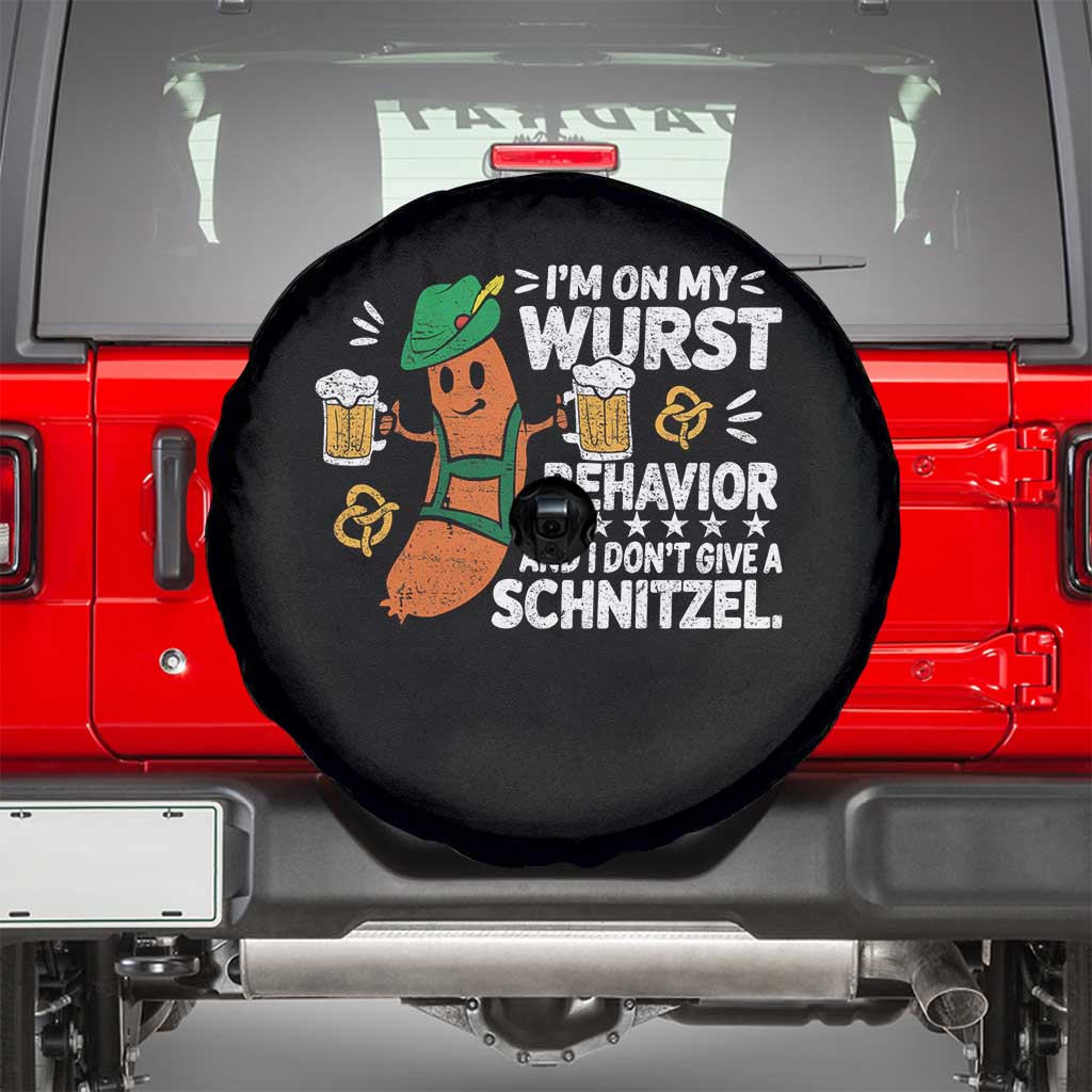 Funny Oktoberfest Spare Tire Cover On My Wurst Behavior Sarcastic German - Wonder Print Shop
