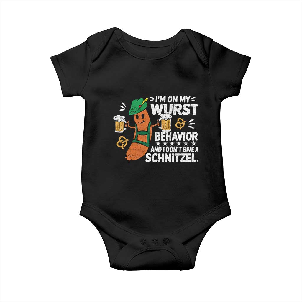 Funny Oktoberfest Baby Onesie On My Wurst Behavior Sarcastic German - Wonder Print Shop