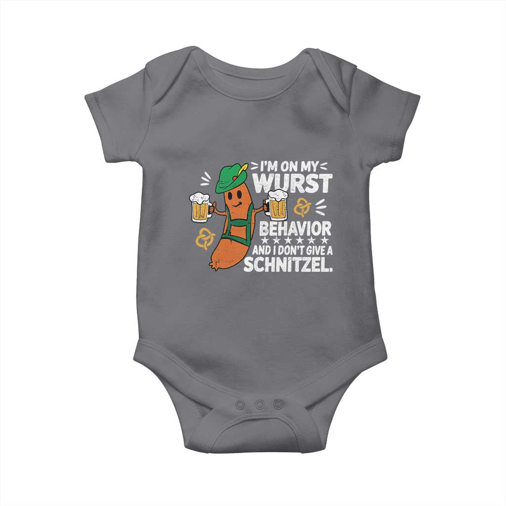 Funny Oktoberfest Baby Onesie On My Wurst Behavior Sarcastic German - Wonder Print Shop