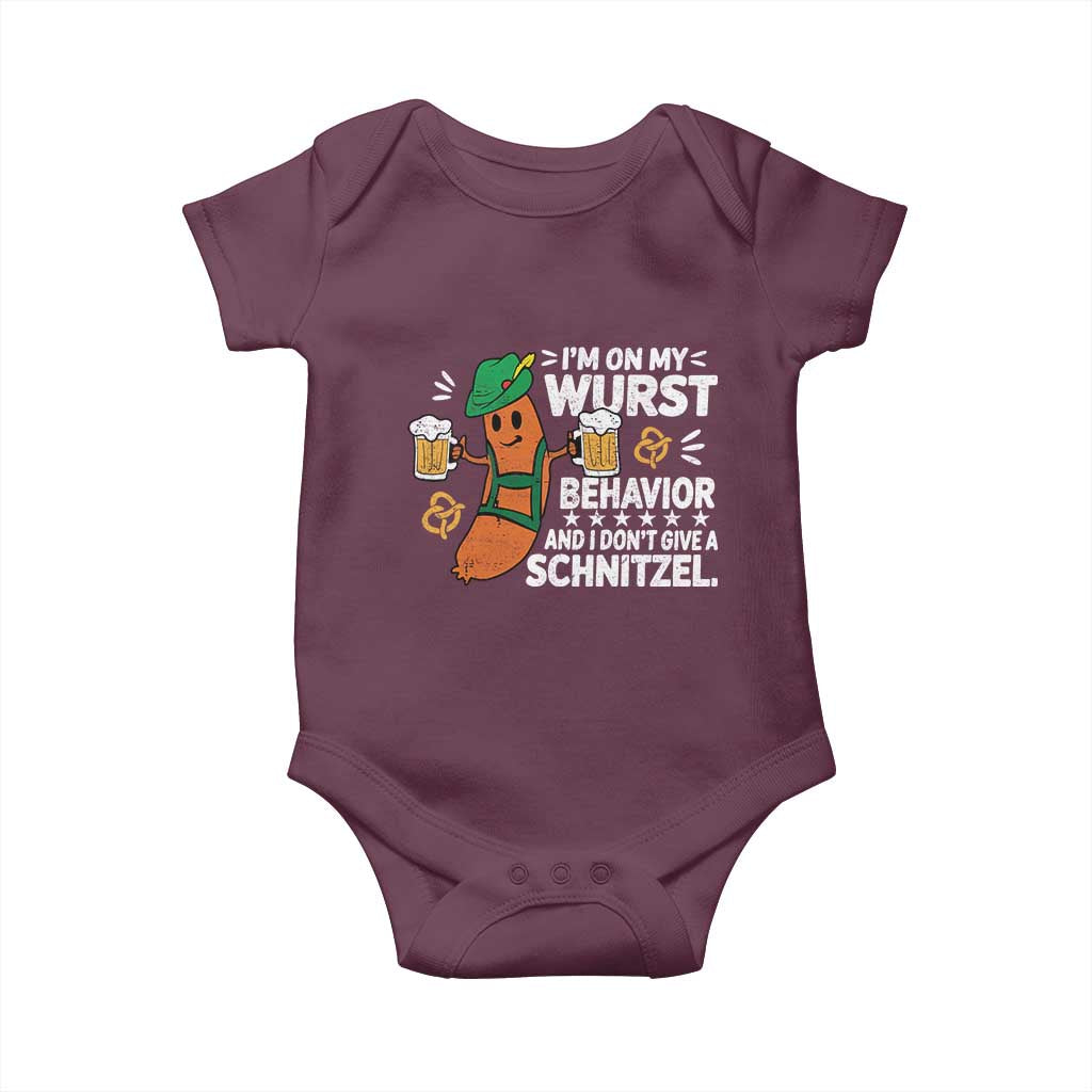 Funny Oktoberfest Baby Onesie On My Wurst Behavior Sarcastic German - Wonder Print Shop