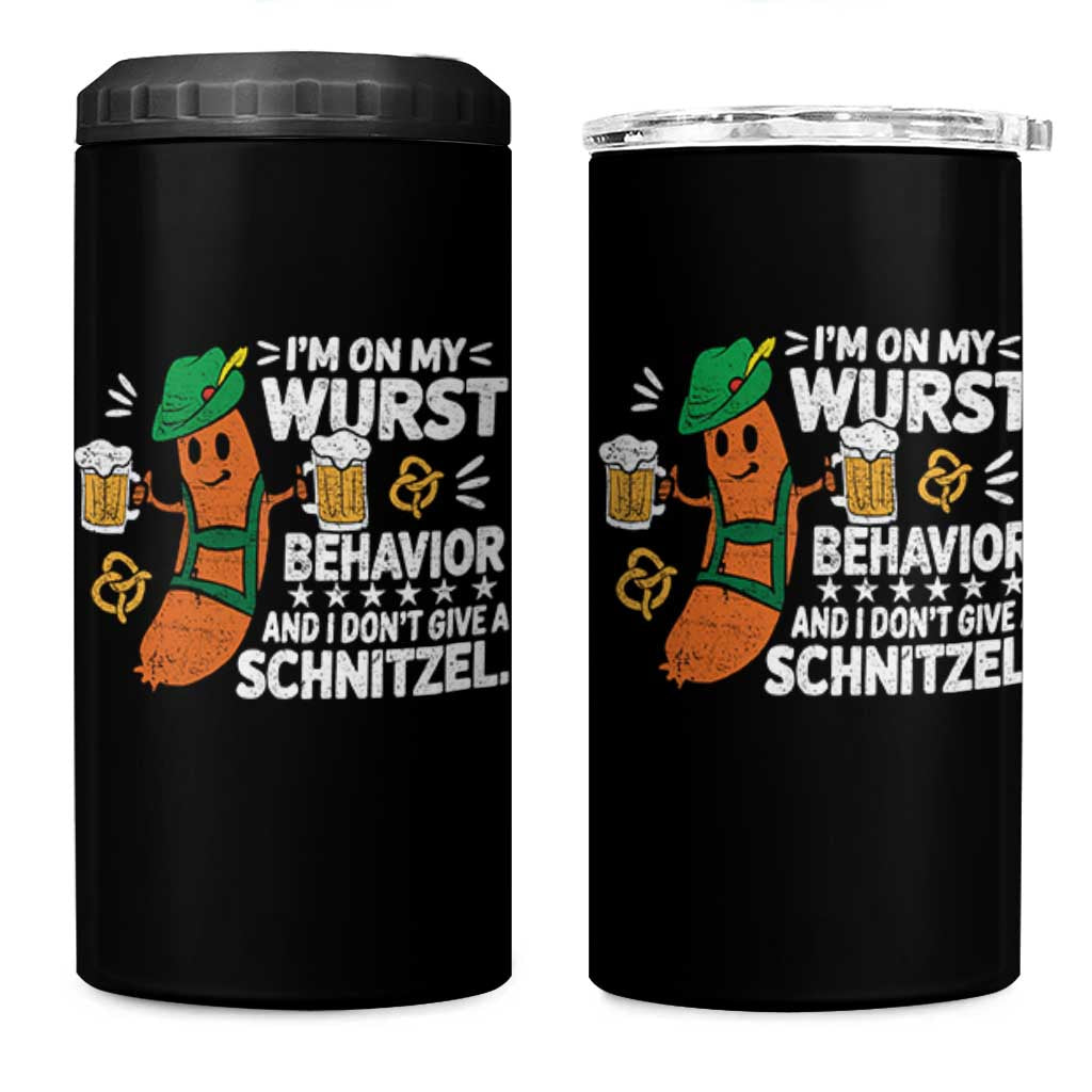 Funny Oktoberfest 4 in 1 Can Cooler Tumbler On My Wurst Behavior Sarcastic German - Wonder Print Shop