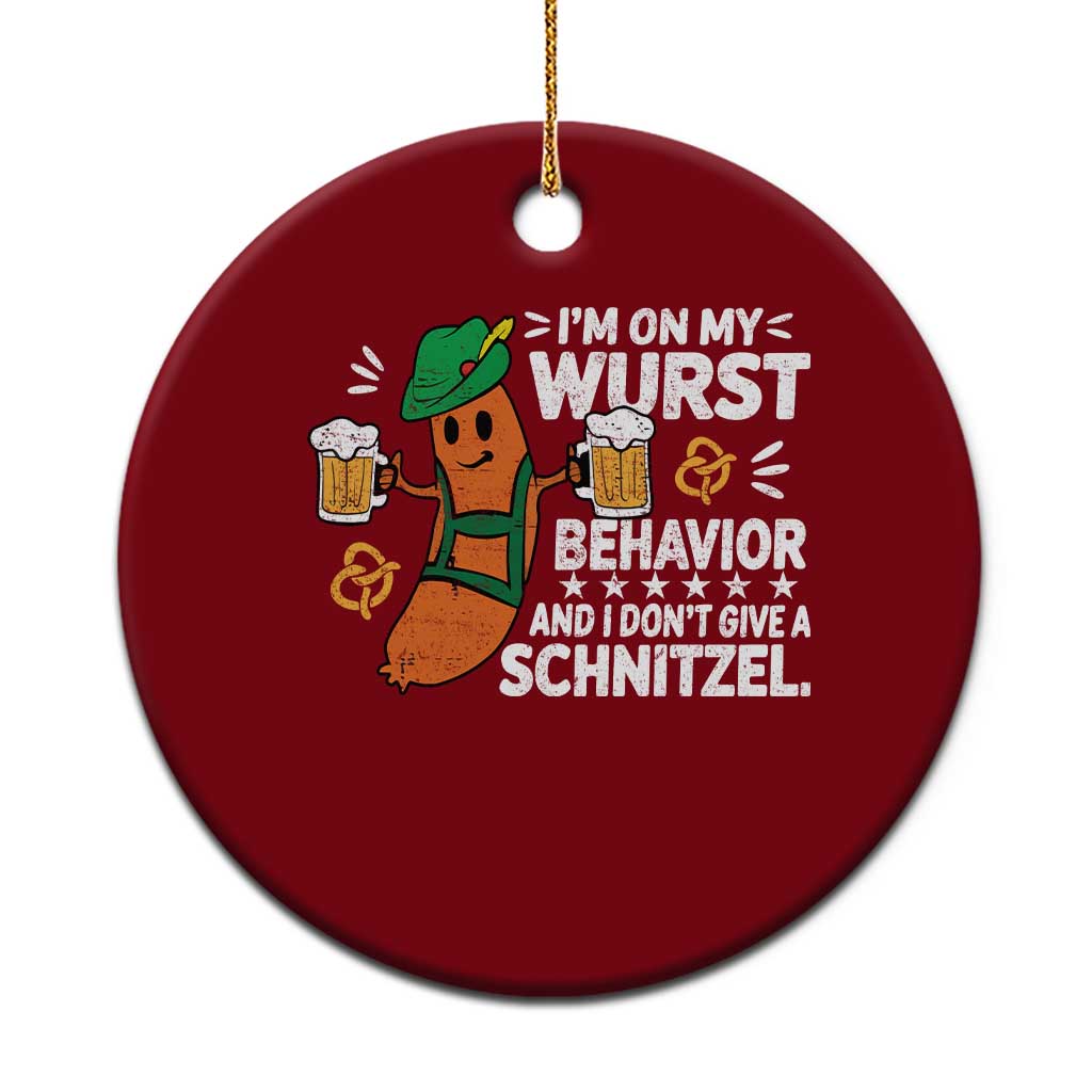 Funny Oktoberfest Ceramic Ornament On My Wurst Behavior Sarcastic German - Wonder Print Shop