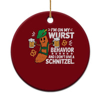 Funny Oktoberfest Ceramic Ornament On My Wurst Behavior Sarcastic German - Wonder Print Shop