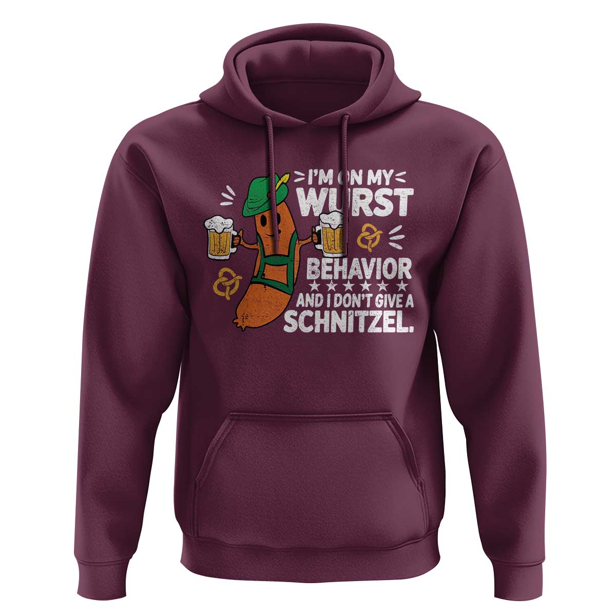 Funny Oktoberfest Hoodie On My Wurst Behavior Sarcastic German - Wonder Print Shop