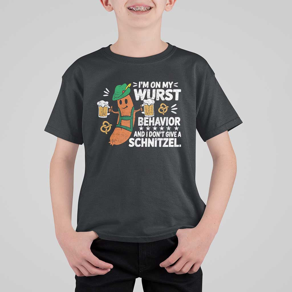 Funny Oktoberfest T Shirt For Kid On My Wurst Behavior Sarcastic German - Wonder Print Shop