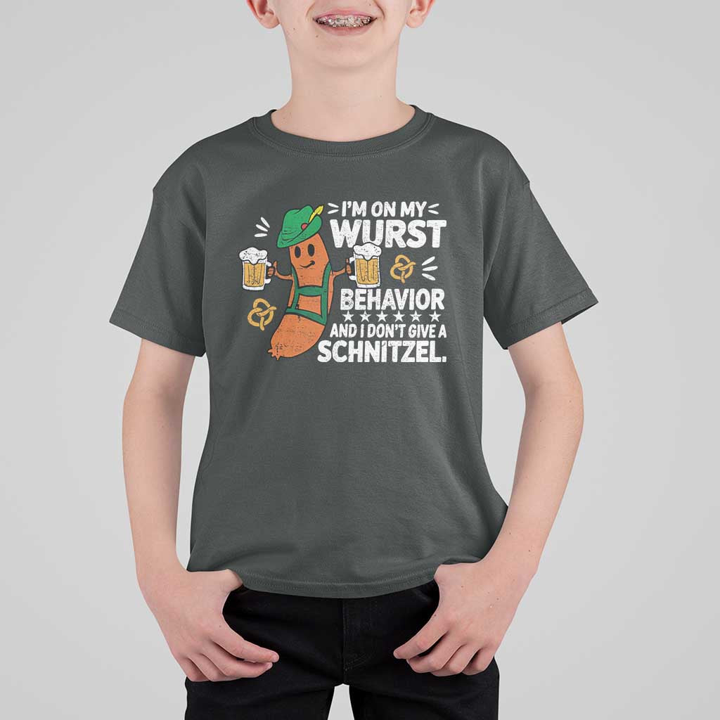 Funny Oktoberfest T Shirt For Kid On My Wurst Behavior Sarcastic German - Wonder Print Shop