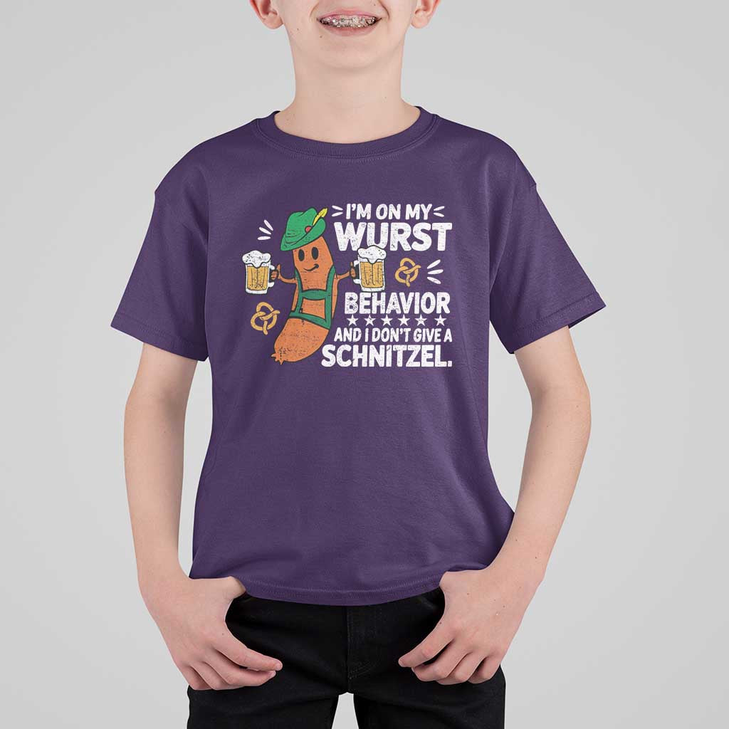 Funny Oktoberfest T Shirt For Kid On My Wurst Behavior Sarcastic German - Wonder Print Shop
