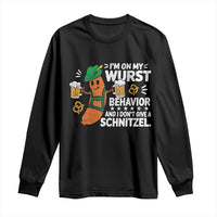 Funny Oktoberfest Long Sleeve Shirt On My Wurst Behavior Sarcastic German - Wonder Print Shop