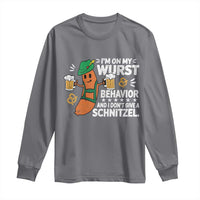 Funny Oktoberfest Long Sleeve Shirt On My Wurst Behavior Sarcastic German - Wonder Print Shop