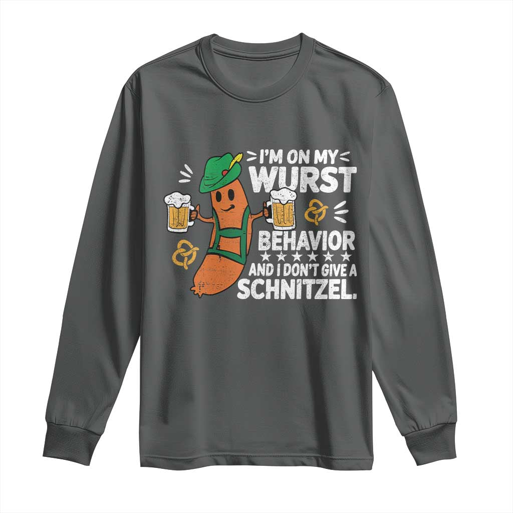 Funny Oktoberfest Long Sleeve Shirt On My Wurst Behavior Sarcastic German - Wonder Print Shop