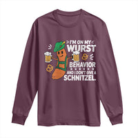Funny Oktoberfest Long Sleeve Shirt On My Wurst Behavior Sarcastic German - Wonder Print Shop