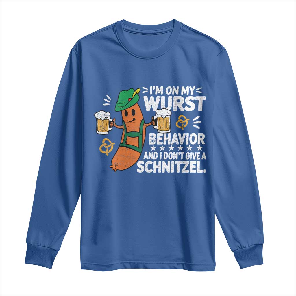 Funny Oktoberfest Long Sleeve Shirt On My Wurst Behavior Sarcastic German - Wonder Print Shop