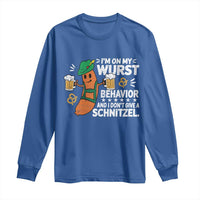 Funny Oktoberfest Long Sleeve Shirt On My Wurst Behavior Sarcastic German - Wonder Print Shop
