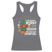 Funny Oktoberfest Racerback Tank Top On My Wurst Behavior Sarcastic German - Wonder Print Shop