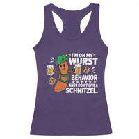 Funny Oktoberfest Racerback Tank Top On My Wurst Behavior Sarcastic German - Wonder Print Shop