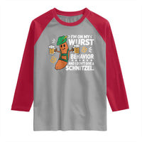 Funny Oktoberfest Raglan Shirt On My Wurst Behavior Sarcastic German - Wonder Print Shop