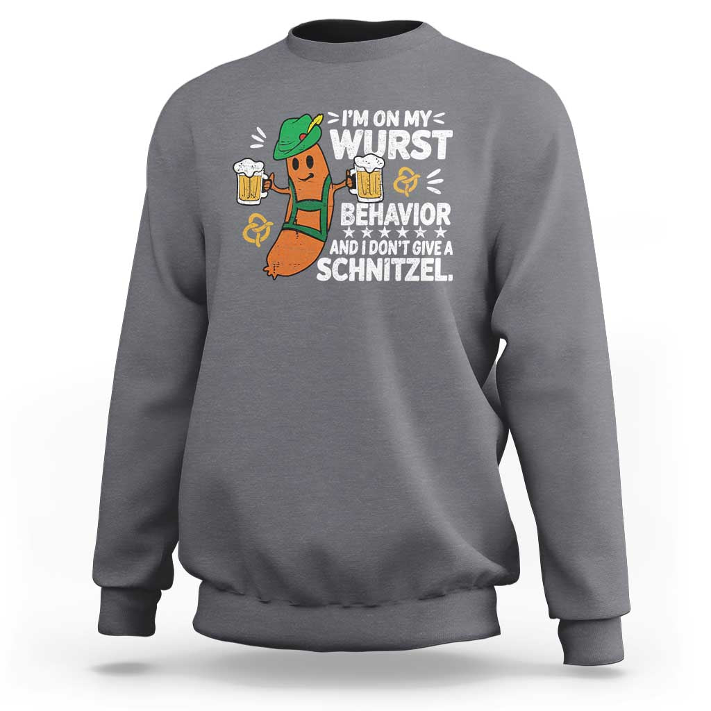 Funny Oktoberfest Sweatshirt On My Wurst Behavior Sarcastic German - Wonder Print Shop