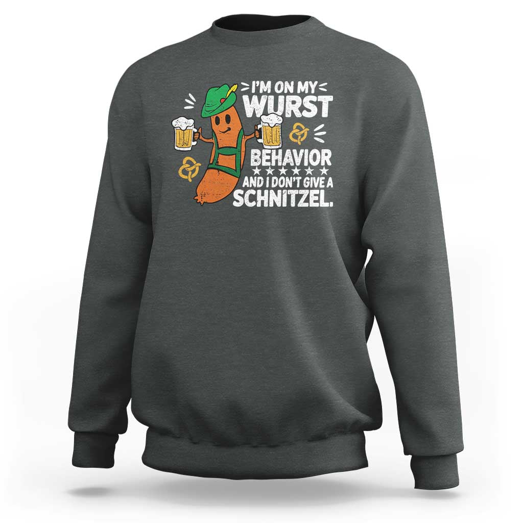 Funny Oktoberfest Sweatshirt On My Wurst Behavior Sarcastic German - Wonder Print Shop