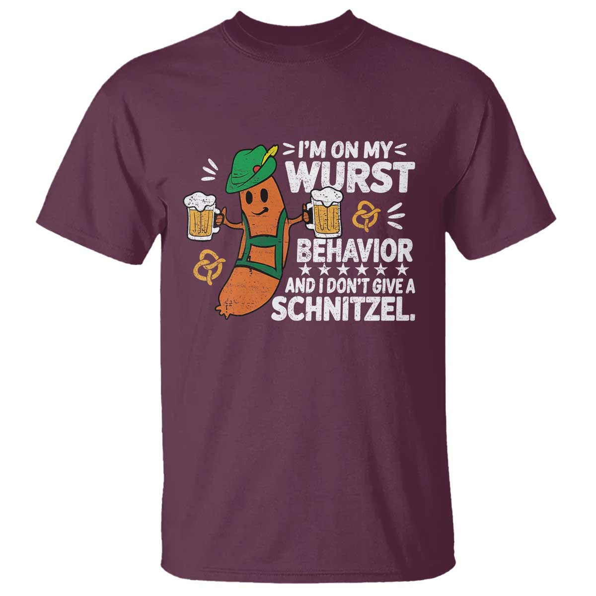 Funny Oktoberfest T Shirt On My Wurst Behavior Sarcastic German - Wonder Print Shop