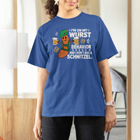 Funny Oktoberfest T Shirt For Women On My Wurst Behavior Sarcastic German - Wonder Print Shop