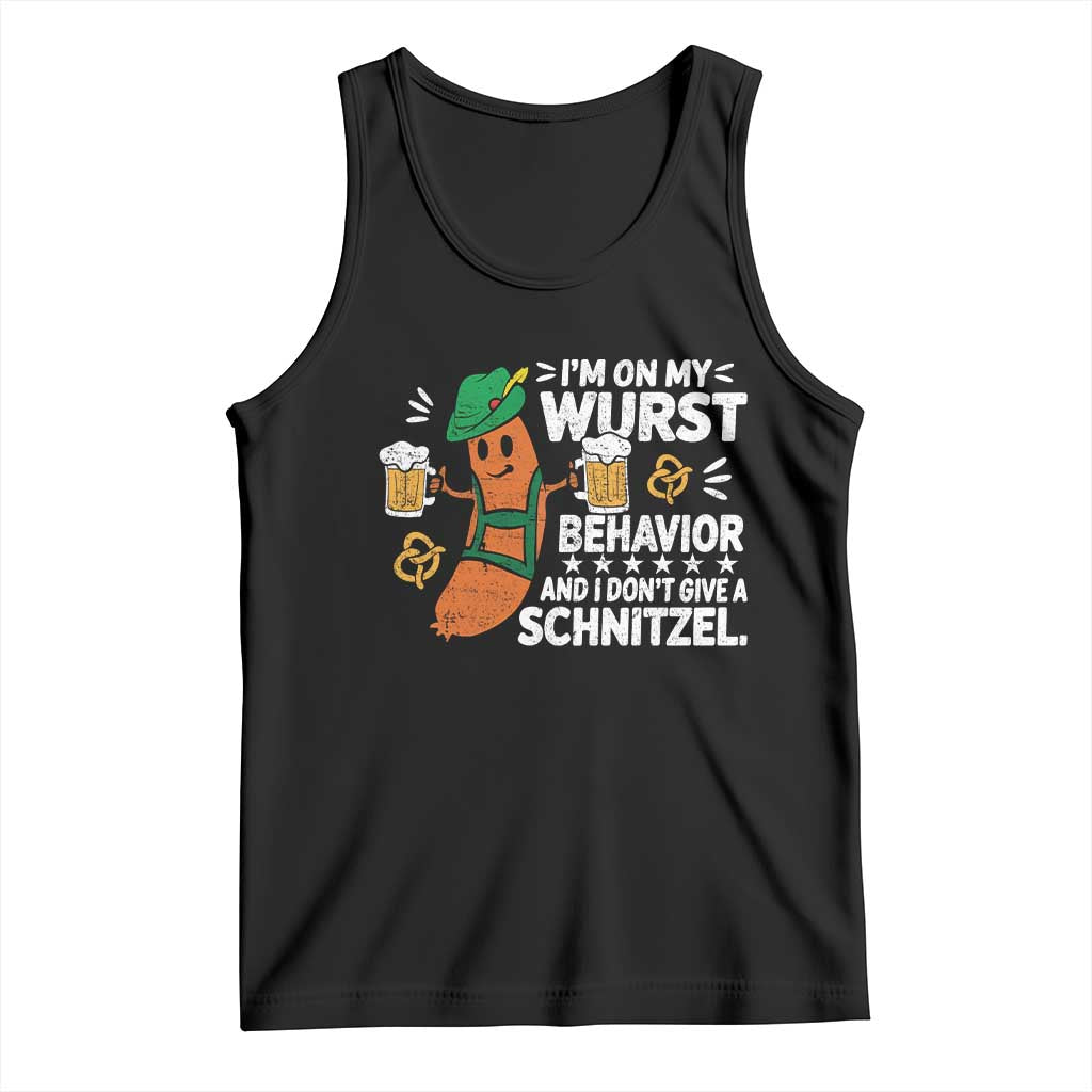 Funny Oktoberfest Tank Top On My Wurst Behavior Sarcastic German - Wonder Print Shop