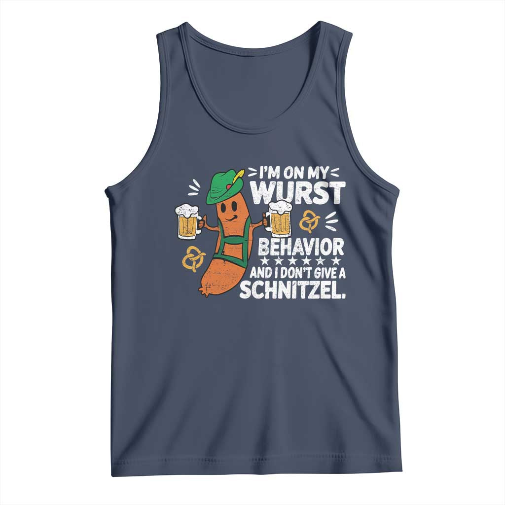 Funny Oktoberfest Tank Top On My Wurst Behavior Sarcastic German - Wonder Print Shop