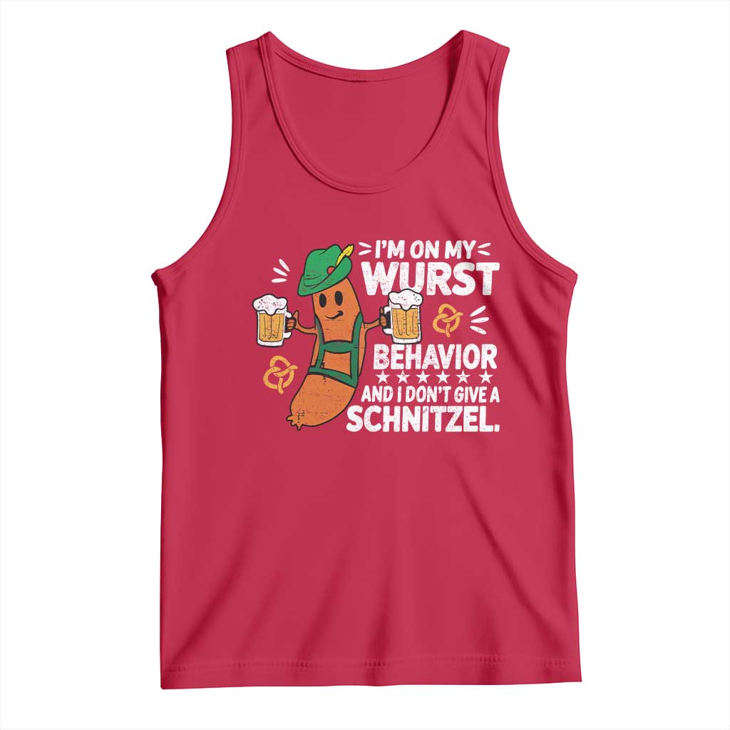 Funny Oktoberfest Tank Top On My Wurst Behavior Sarcastic German - Wonder Print Shop