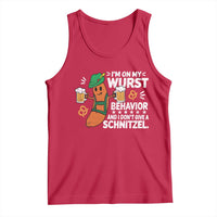 Funny Oktoberfest Tank Top On My Wurst Behavior Sarcastic German - Wonder Print Shop