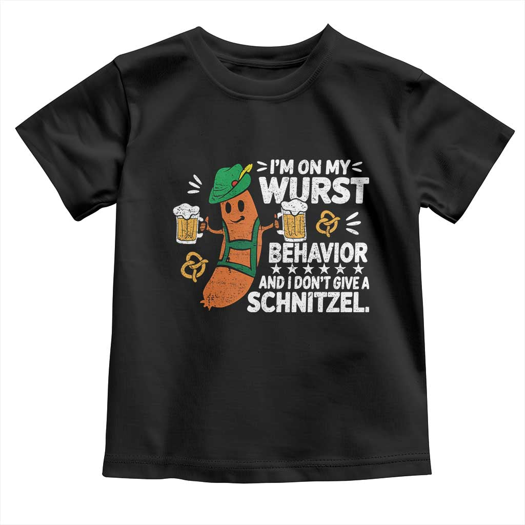 Funny Oktoberfest Toddler T Shirt On My Wurst Behavior Sarcastic German - Wonder Print Shop