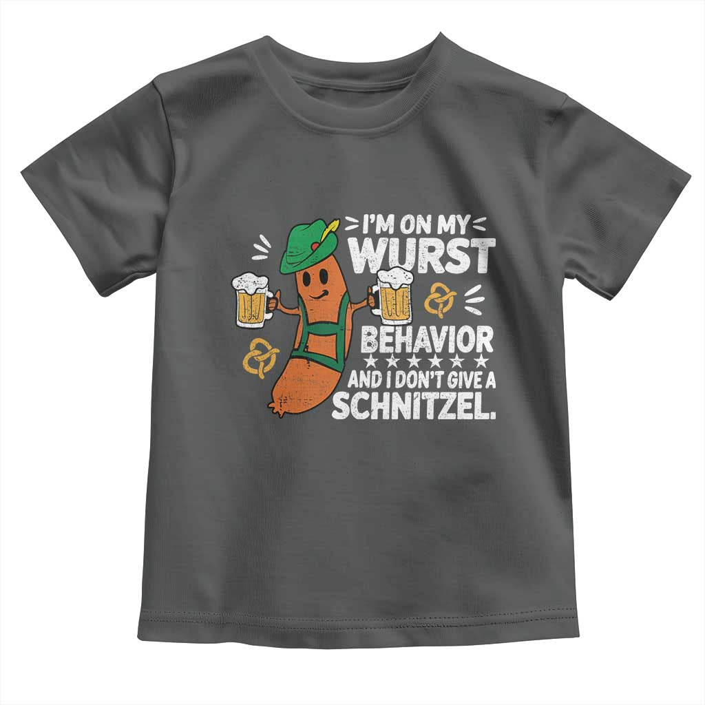 Funny Oktoberfest Toddler T Shirt On My Wurst Behavior Sarcastic German - Wonder Print Shop