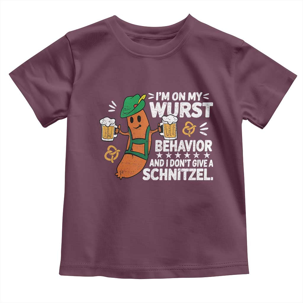 Funny Oktoberfest Toddler T Shirt On My Wurst Behavior Sarcastic German - Wonder Print Shop
