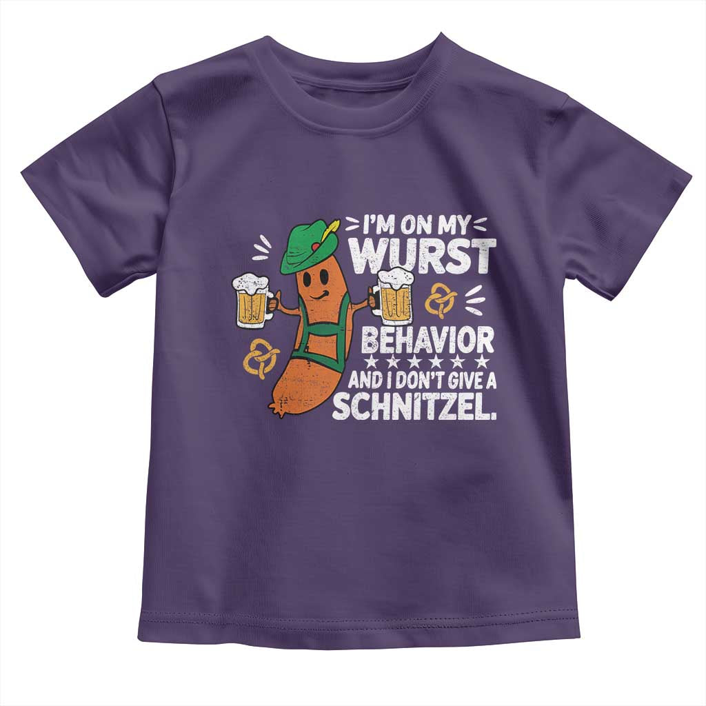 Funny Oktoberfest Toddler T Shirt On My Wurst Behavior Sarcastic German - Wonder Print Shop