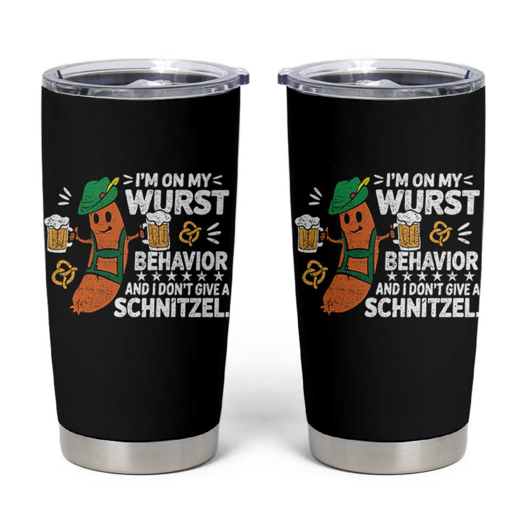 Funny Oktoberfest Tumbler Cup On My Wurst Behavior Sarcastic German - Wonder Print Shop