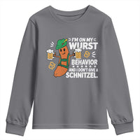 Funny Oktoberfest Youth Sweatshirt On My Wurst Behavior Sarcastic German - Wonder Print Shop