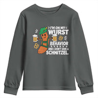 Funny Oktoberfest Youth Sweatshirt On My Wurst Behavior Sarcastic German - Wonder Print Shop