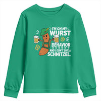 Funny Oktoberfest Youth Sweatshirt On My Wurst Behavior Sarcastic German - Wonder Print Shop
