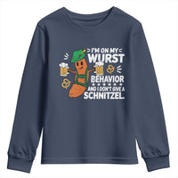 Funny Oktoberfest Youth Sweatshirt On My Wurst Behavior Sarcastic German - Wonder Print Shop