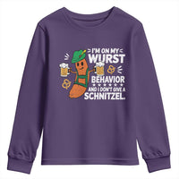 Funny Oktoberfest Youth Sweatshirt On My Wurst Behavior Sarcastic German - Wonder Print Shop