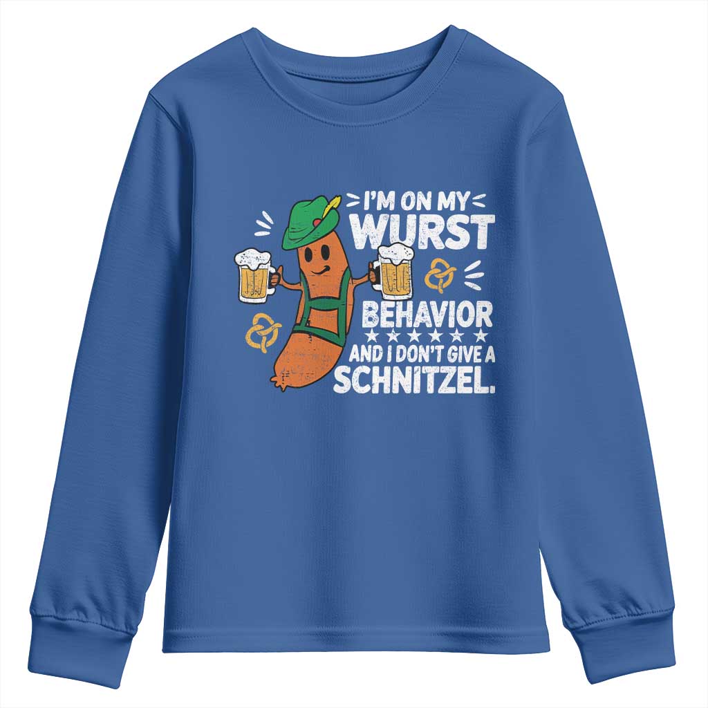 Funny Oktoberfest Youth Sweatshirt On My Wurst Behavior Sarcastic German - Wonder Print Shop