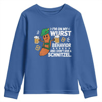 Funny Oktoberfest Youth Sweatshirt On My Wurst Behavior Sarcastic German - Wonder Print Shop