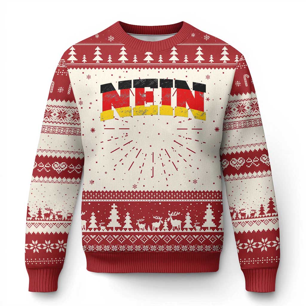 Nein Germany Knitted Sweatshirt No Saying Funny German Flag Oktoberfest - Wonder Print Shop