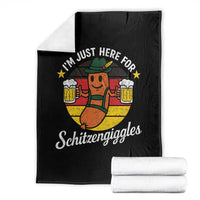 Funny Oktoberfest Throw Blanket Just Here for Schitzengiggles German Flag - Wonder Print Shop