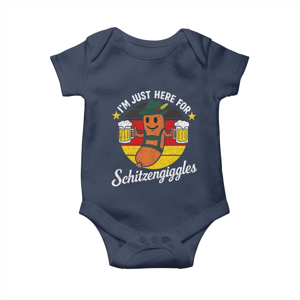 Funny Oktoberfest Baby Onesie Just Here for Schitzengiggles German Flag - Wonder Print Shop