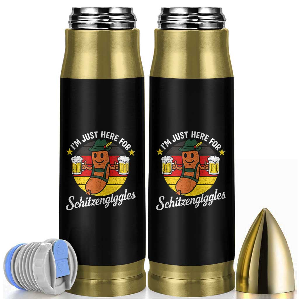 Funny Oktoberfest Bullet Tumbler Just Here for Schitzengiggles German Flag - Wonder Print Shop