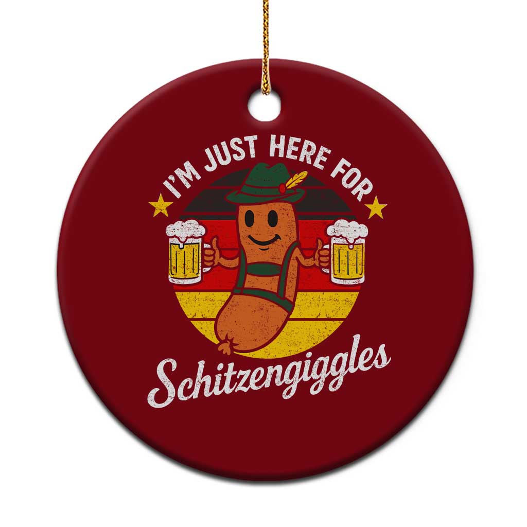 Funny Oktoberfest Ceramic Ornament Just Here for Schitzengiggles German Flag - Wonder Print Shop