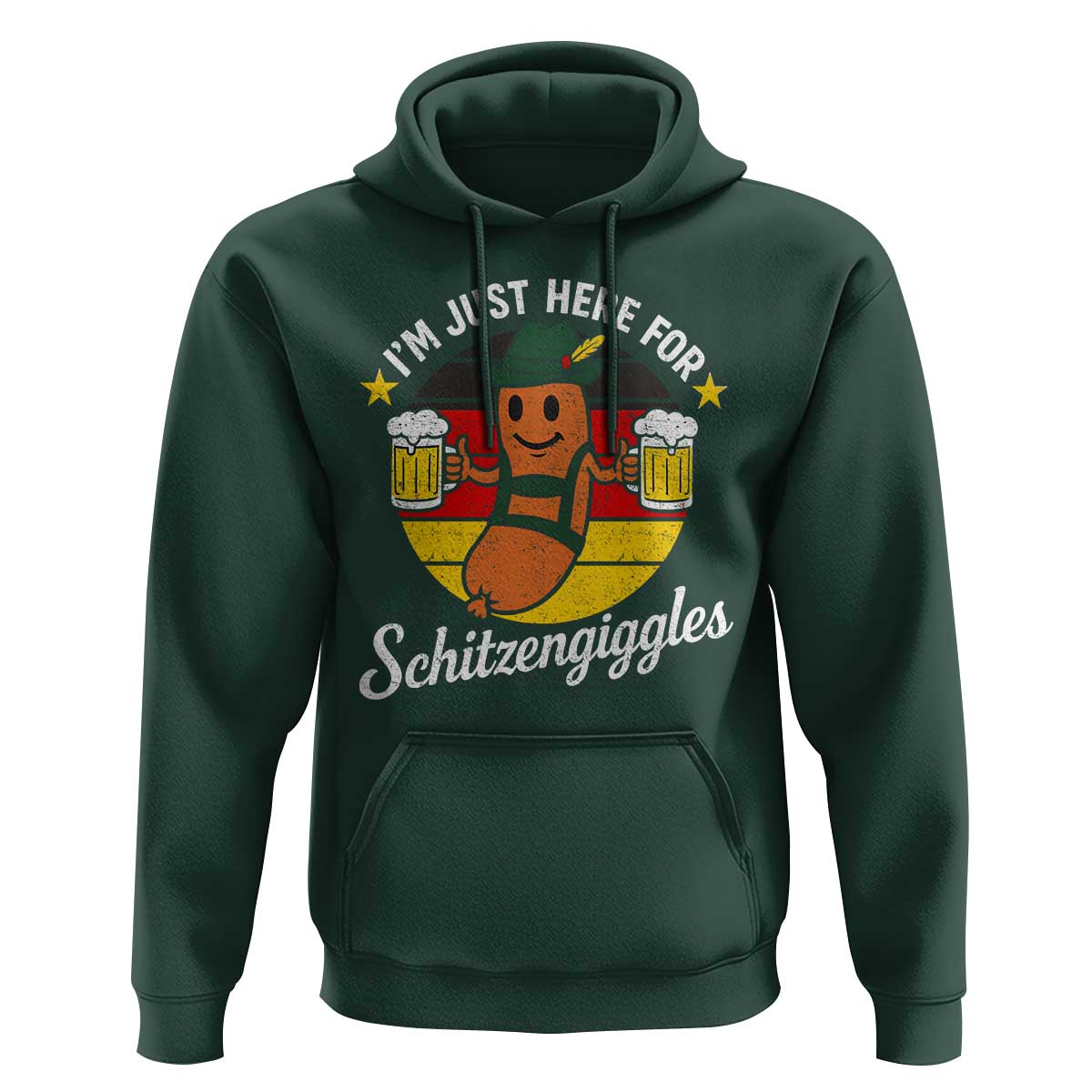 Funny Oktoberfest Hoodie Just Here for Schitzengiggles German Flag - Wonder Print Shop