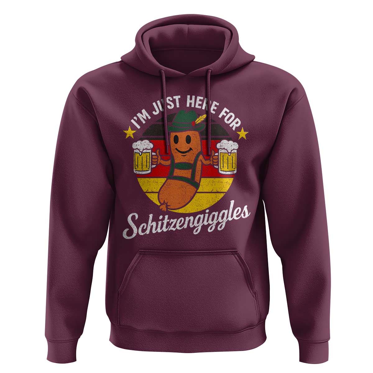 Funny Oktoberfest Hoodie Just Here for Schitzengiggles German Flag - Wonder Print Shop