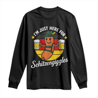 Funny Oktoberfest Long Sleeve Shirt Just Here for Schitzengiggles German Flag - Wonder Print Shop
