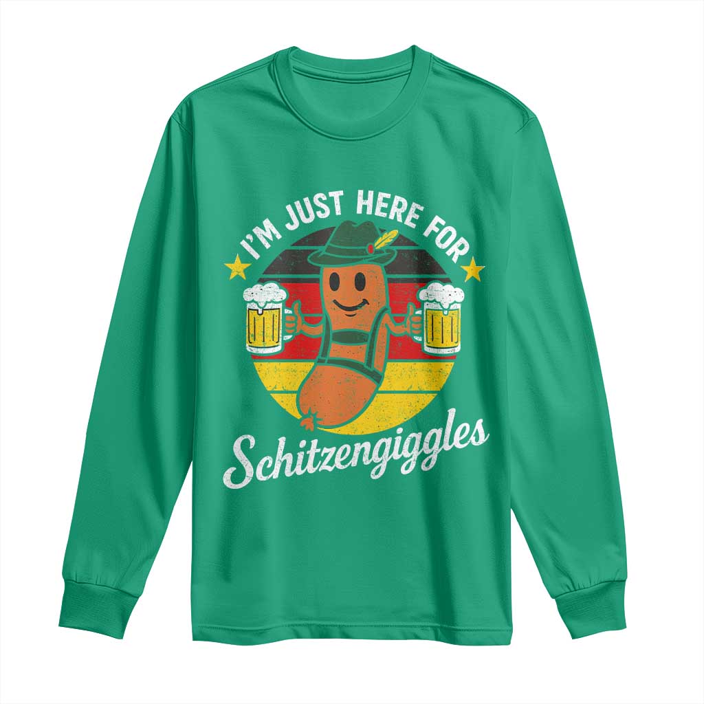 Funny Oktoberfest Long Sleeve Shirt Just Here for Schitzengiggles German Flag - Wonder Print Shop