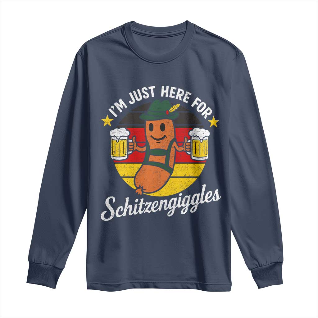 Funny Oktoberfest Long Sleeve Shirt Just Here for Schitzengiggles German Flag - Wonder Print Shop